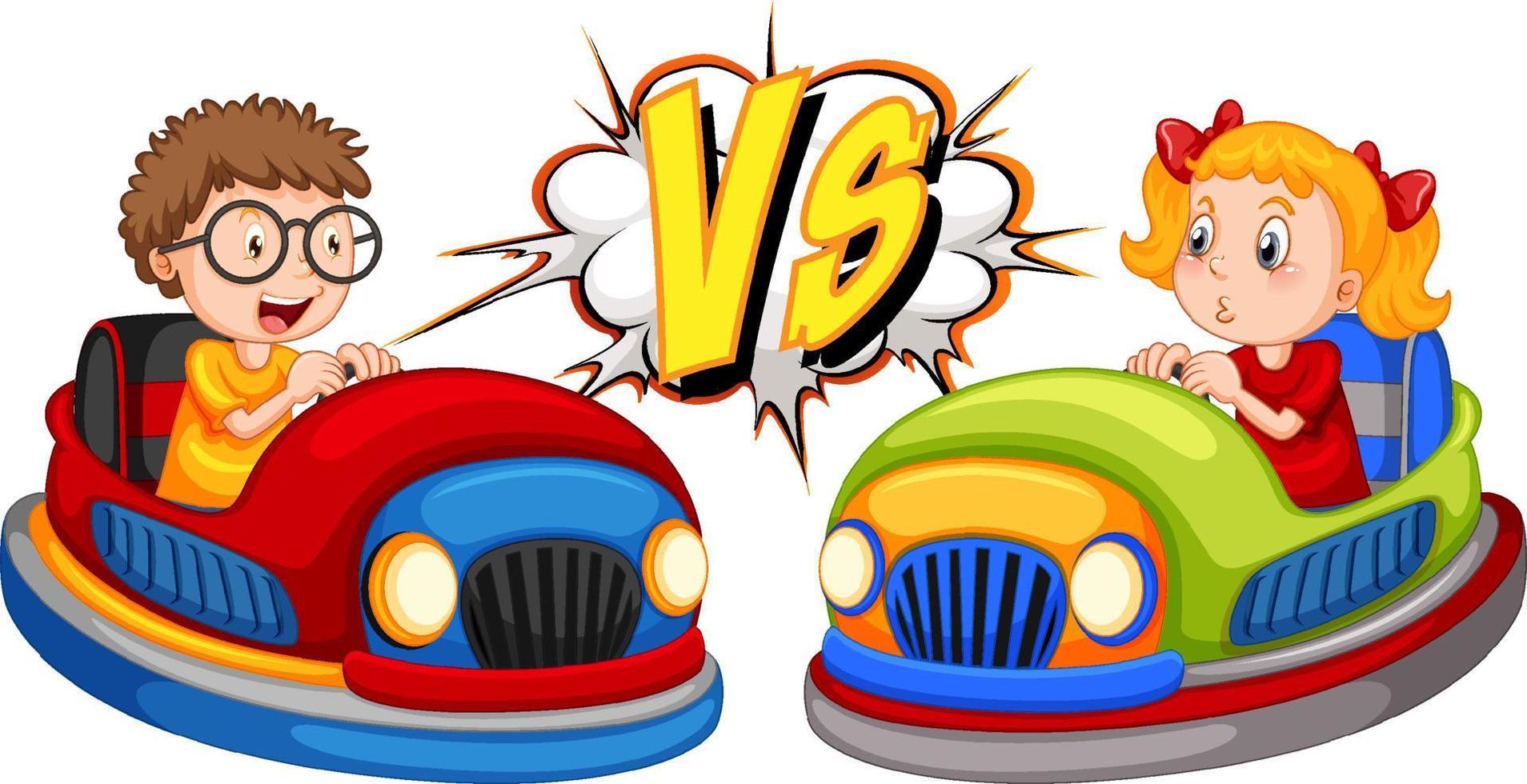 A boy bumper car vs a girl bumper car vector