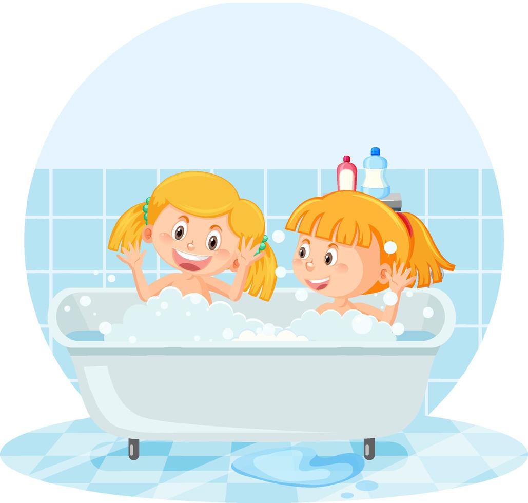 Happy children in bathtub vector