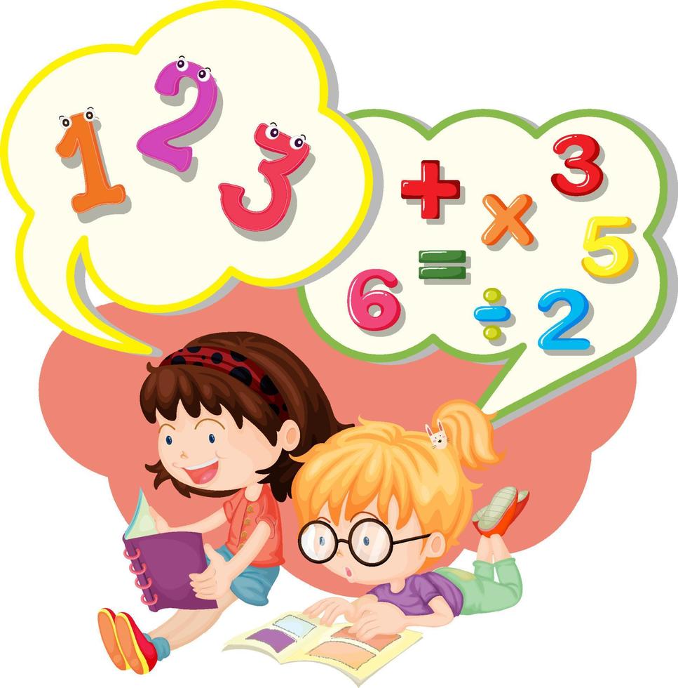 Speech bubble design with two girls reading vector