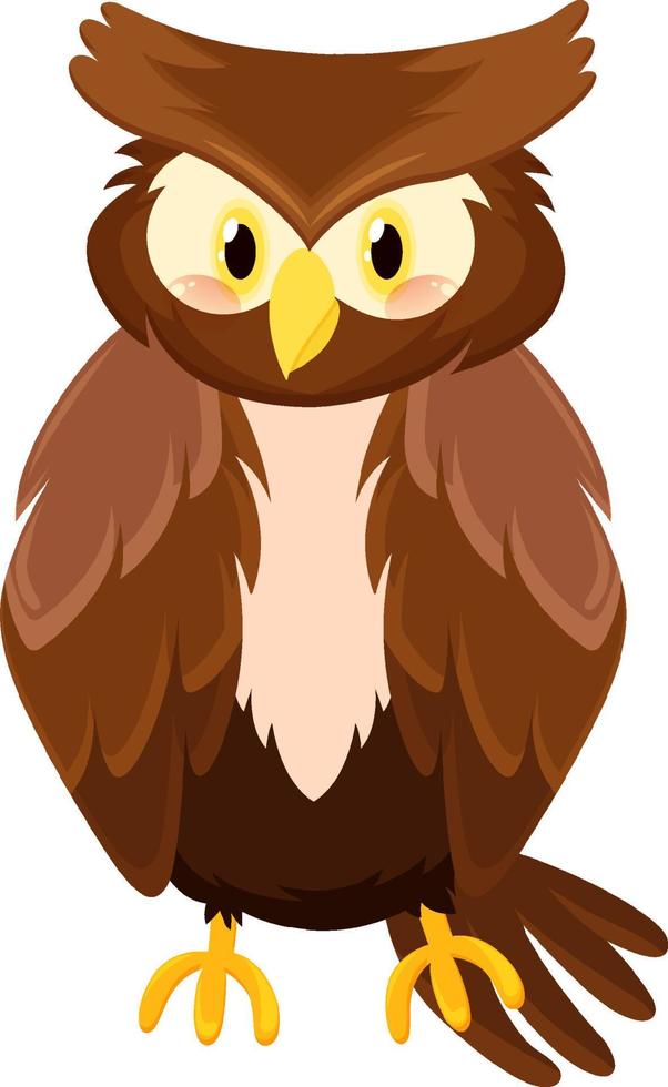 Brown owl bird in cartoon style vector