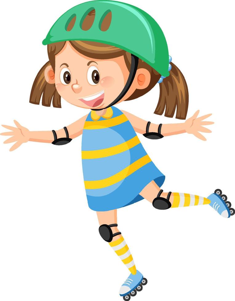 Cute girl on inline skates vector