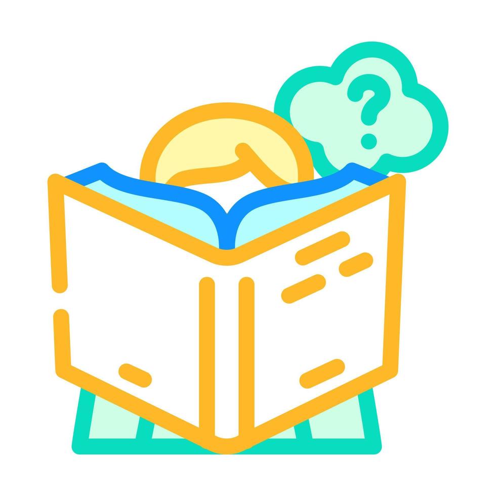 reading self study color icon vector illustration
