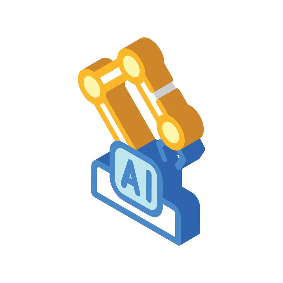 robotic arm ai isometric icon vector illustration
