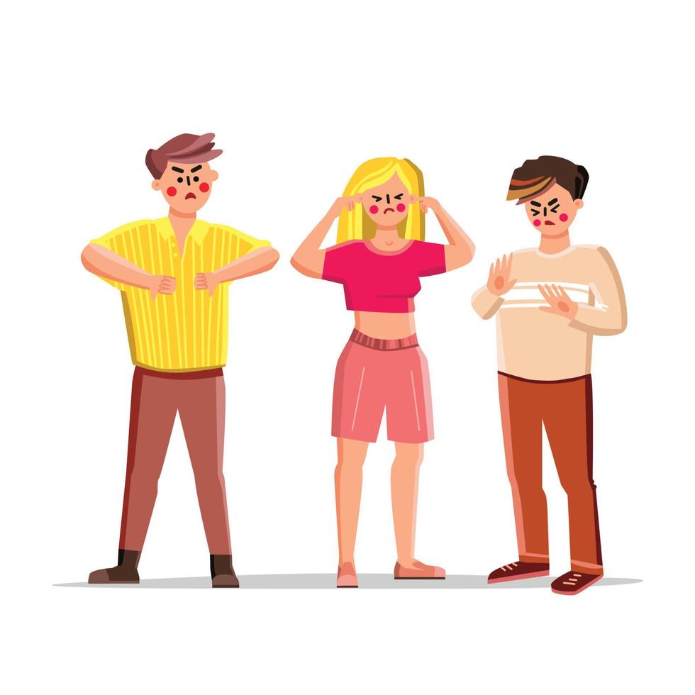 Refusal People Showing Negative Gesture Vector Illustration