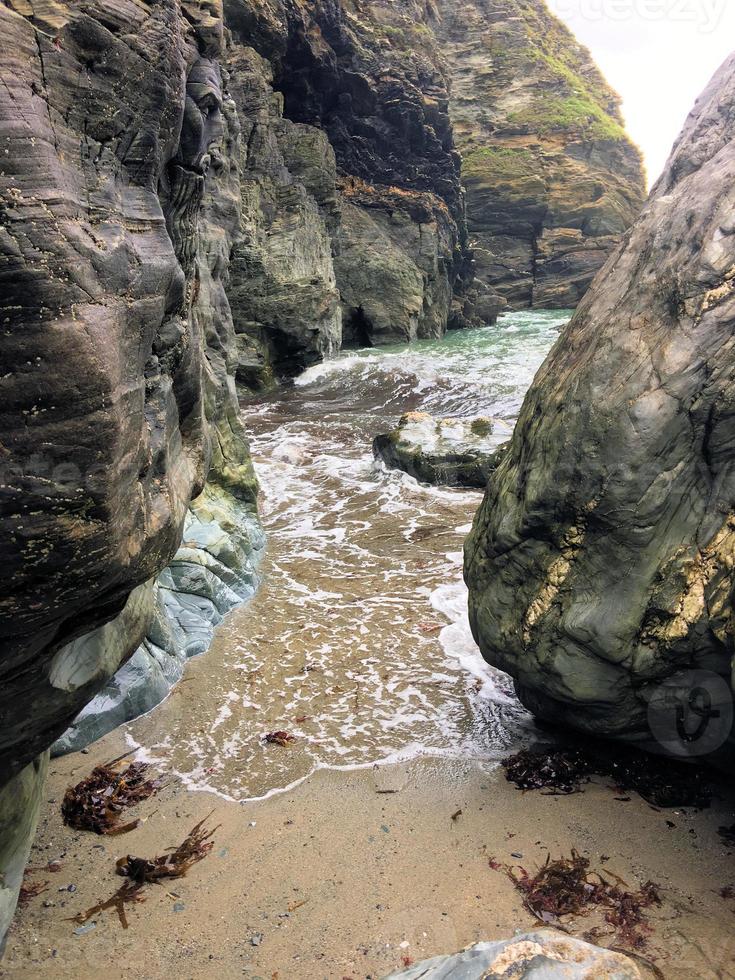 A view of Tintagel in Cornwall on the coast photo