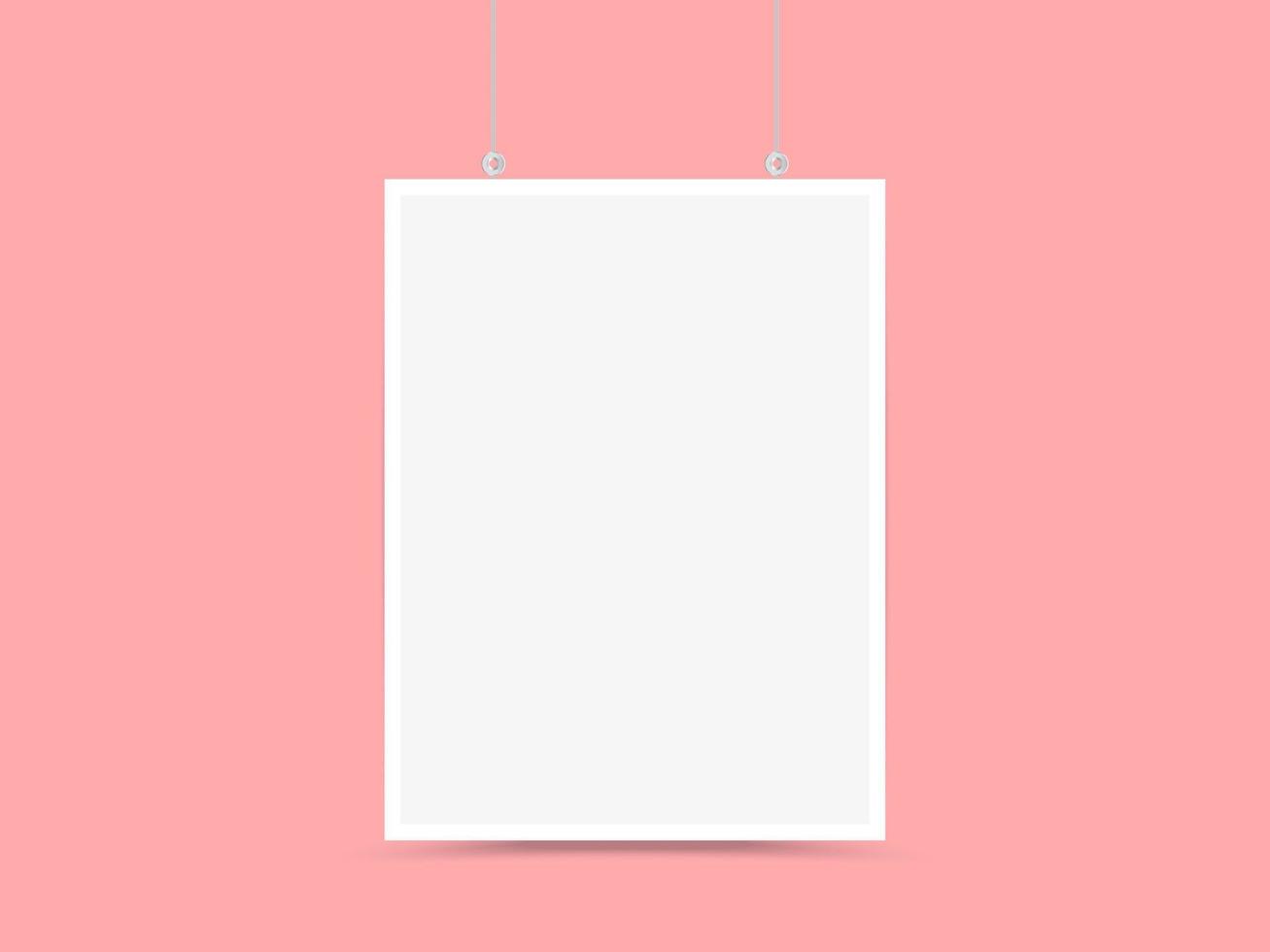 Mock-Up Realistic White Poster Hanging Empty White Vector Poster Template