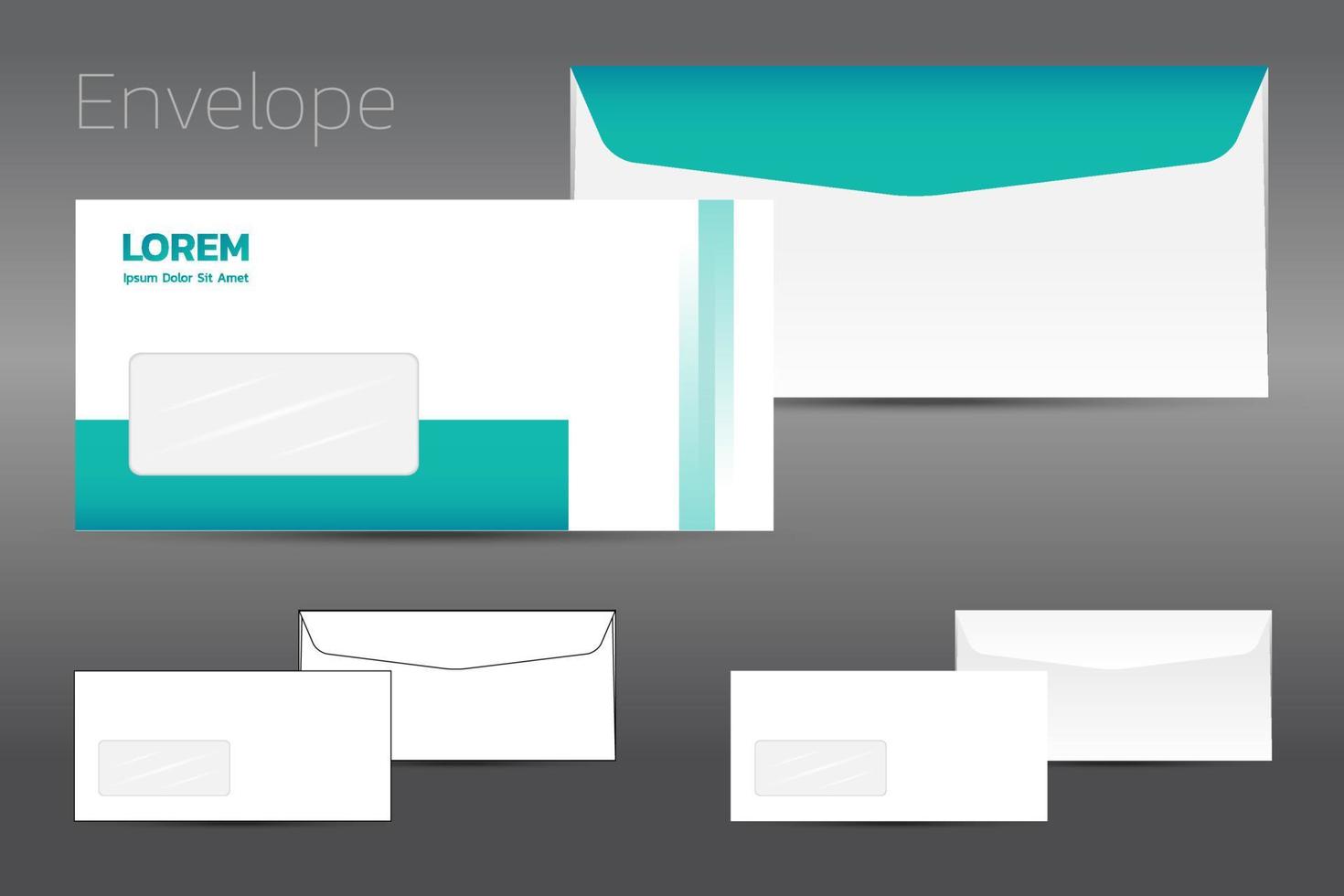 Envelope template and designed using a Green turquoise color theme vector