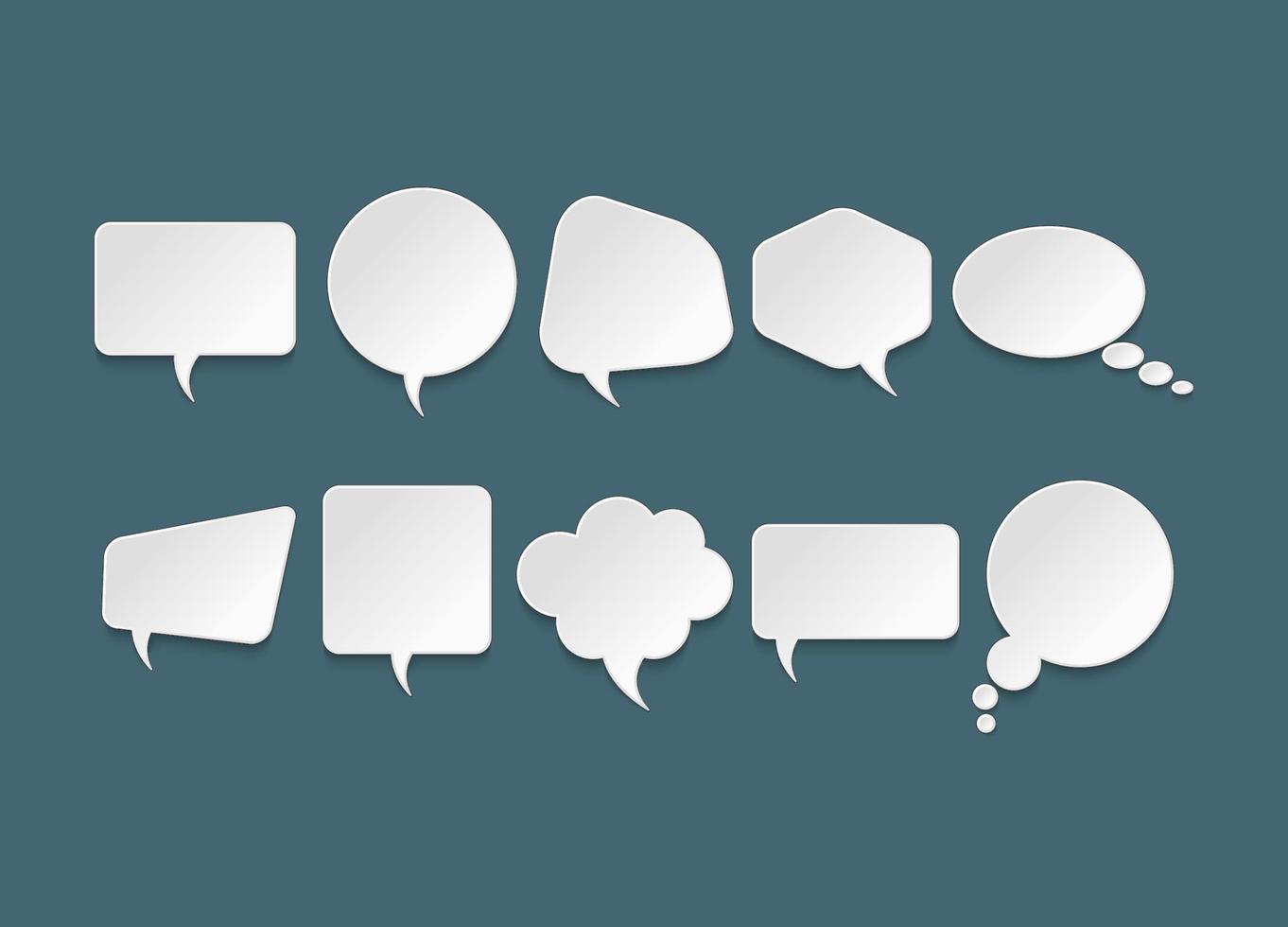 Set of speech bubbles doodles or cartoons Sketch Callout Set with Light and Shadow Communication Design Elements vector