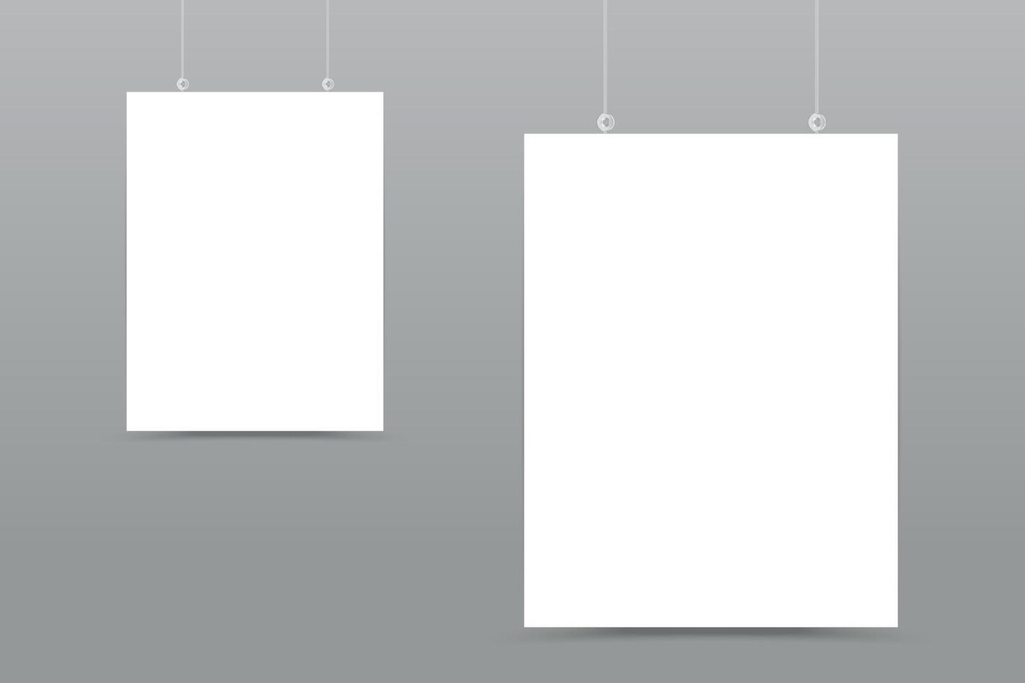 Mock-Up Realistic White Poster Hanging Empty White Vector Poster Template