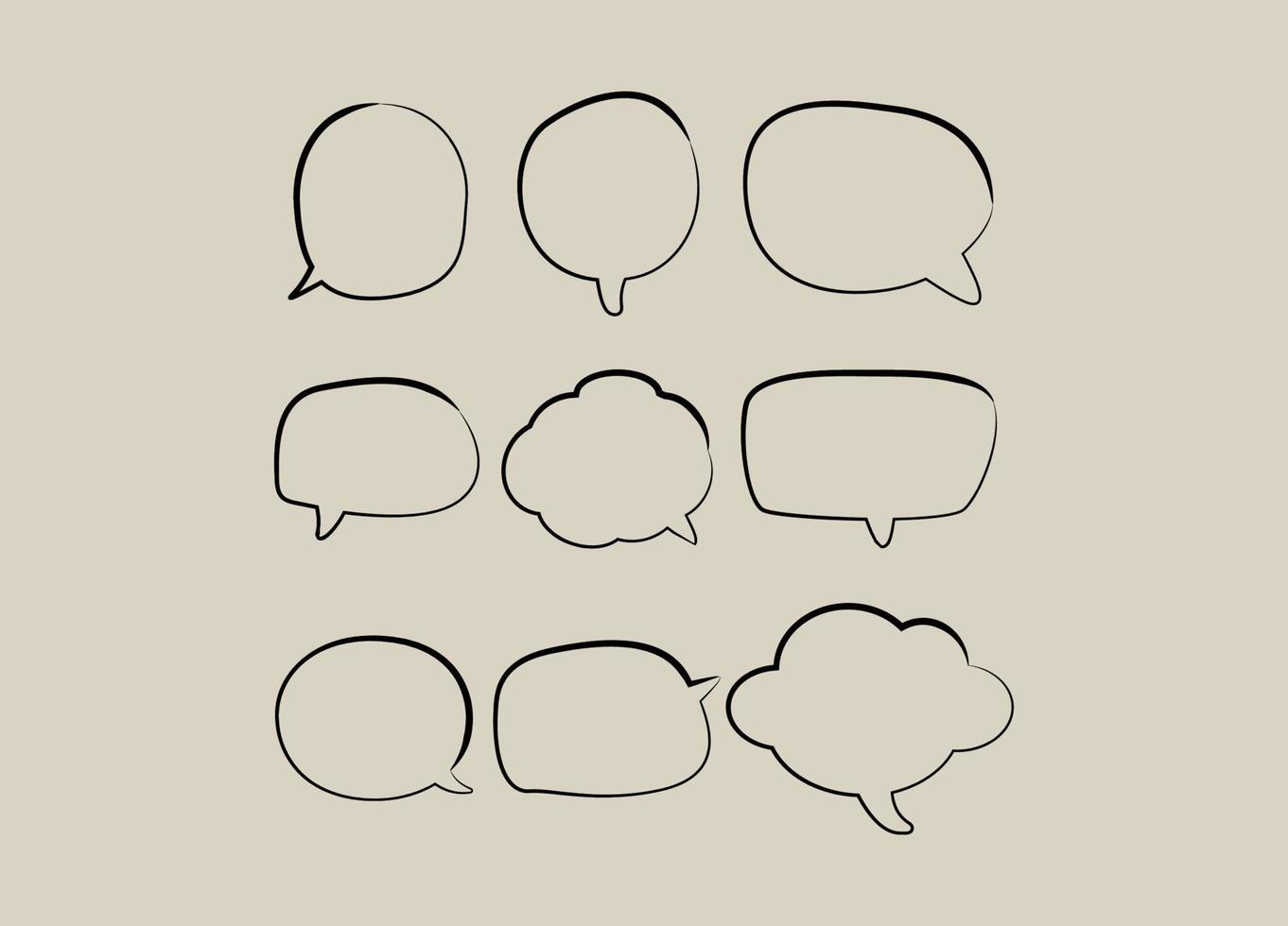 Set of speech bubbles doodles or cartoons Sketch Callout Set with Light and Shadow Communication Design Elements vector