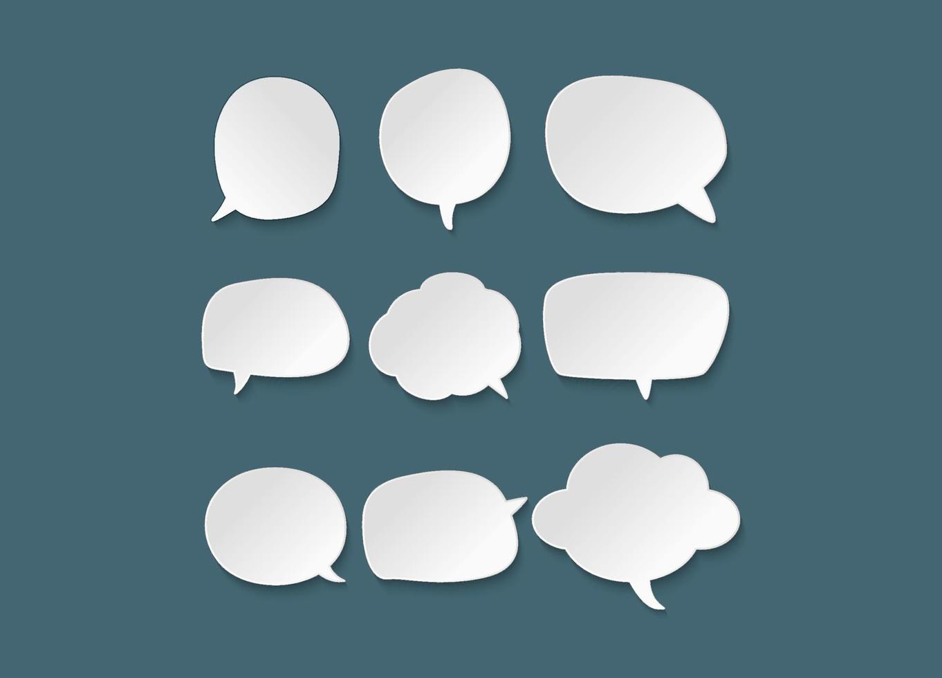 Set of speech bubbles doodles or cartoons Sketch Callout Set with Light and Shadow Communication Design Elements vector