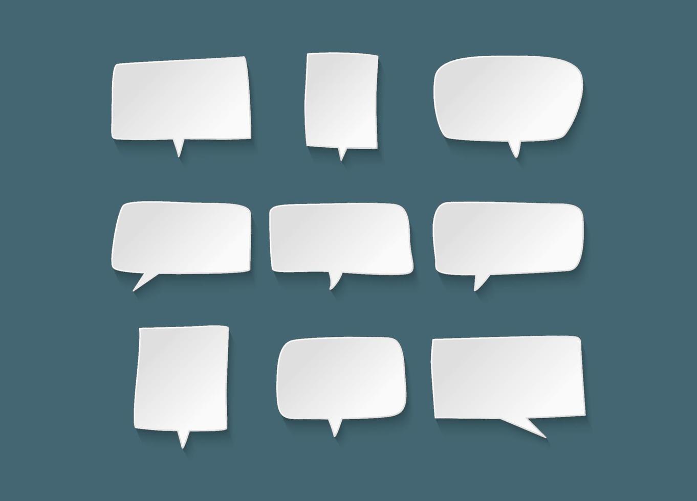 Set of speech bubbles doodles or cartoons Sketch Callout Set with Light and Shadow Communication Design Elements vector