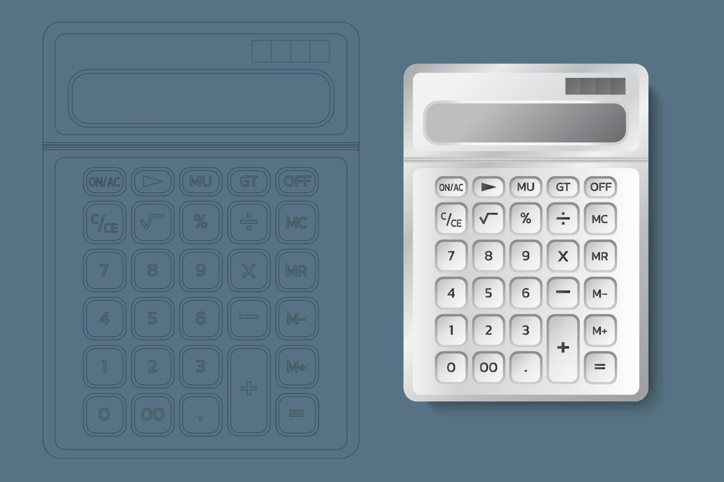 Electronic calculator with shadow in flat style. vector illustration.