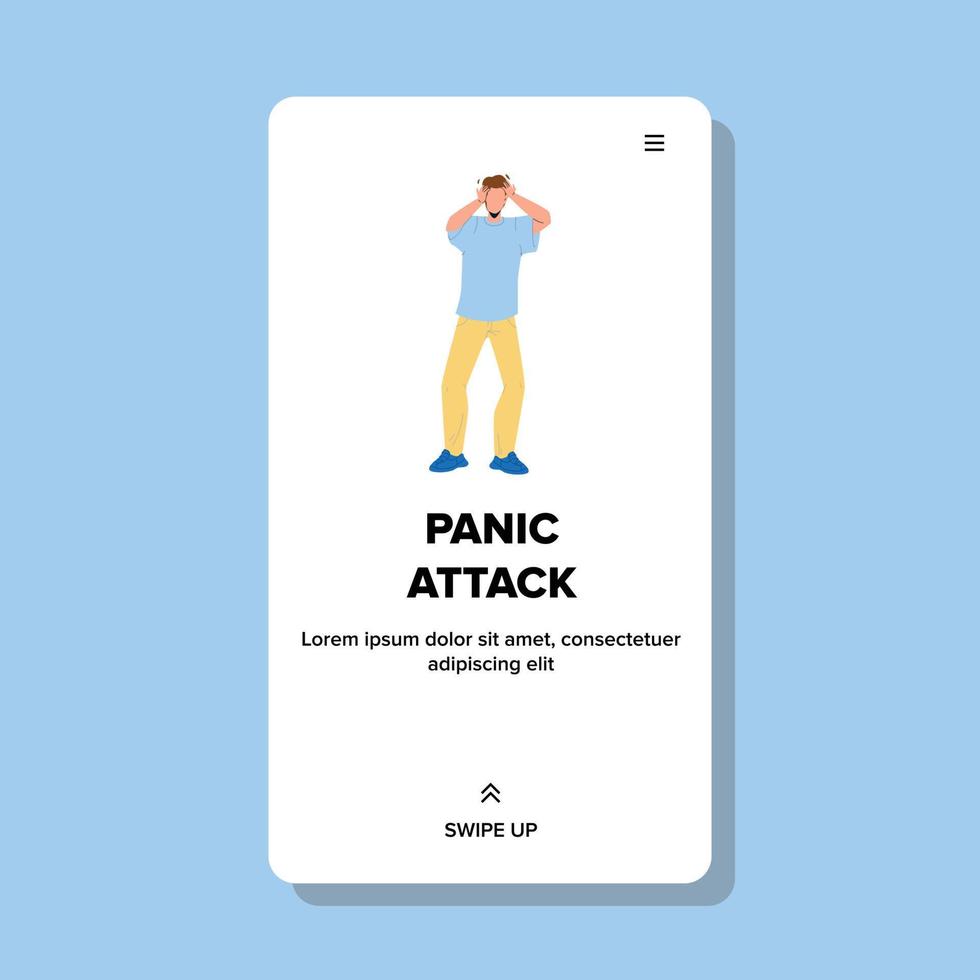 Panic Attack Depressed Man Holding Head Vector