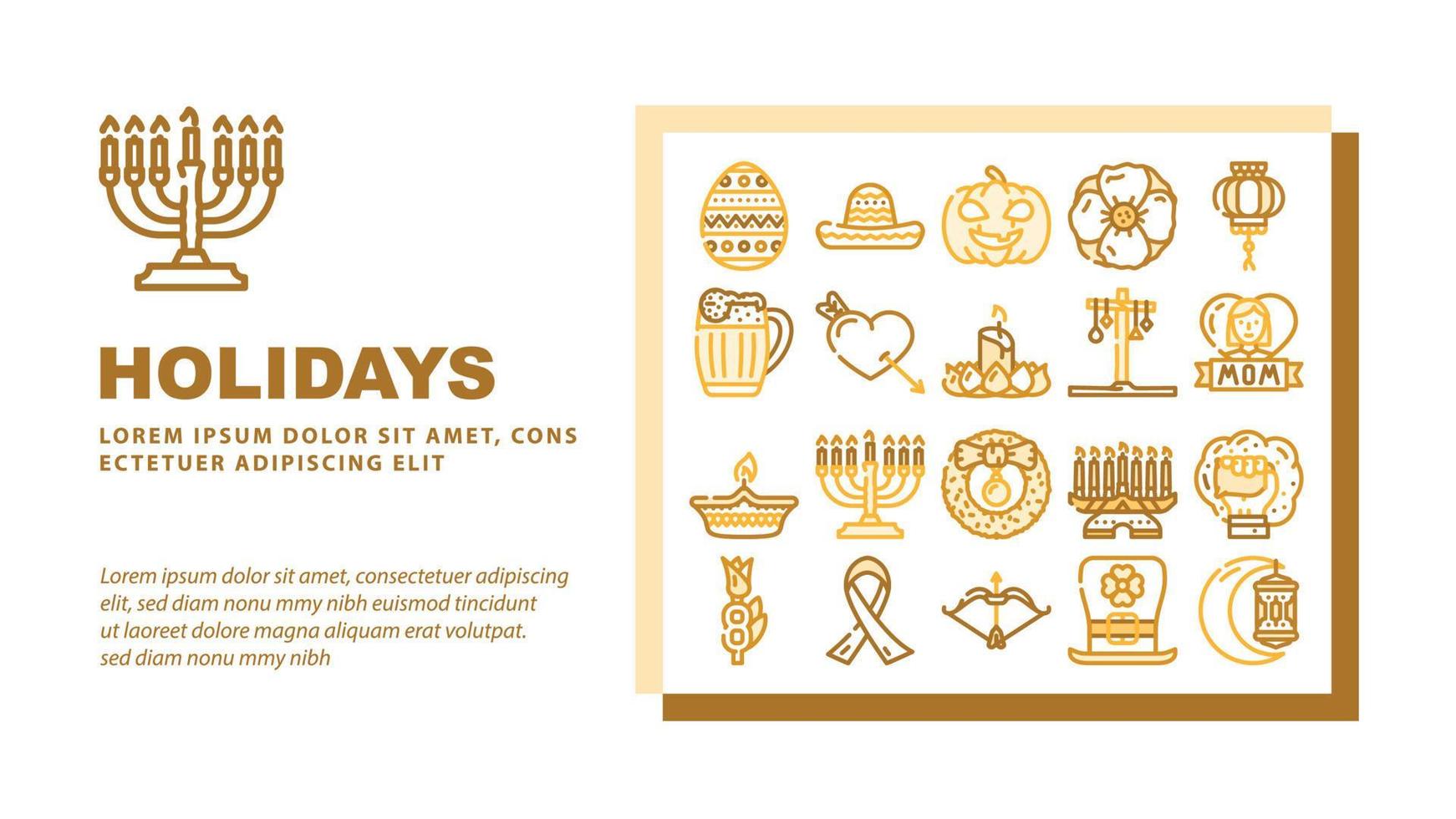 Holidays Celebration Accessories Landing Header Vector