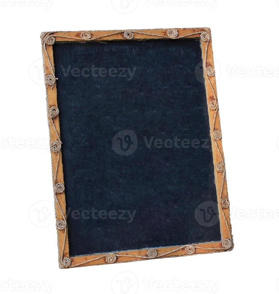 Blank old blackboard photo frame isolated on white background