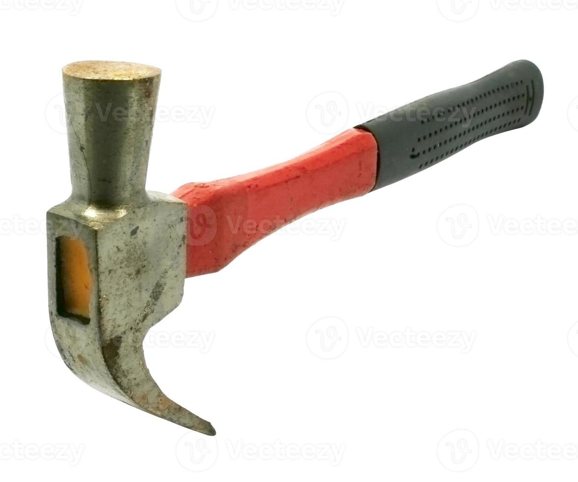 Old hammer isolated on white background photo