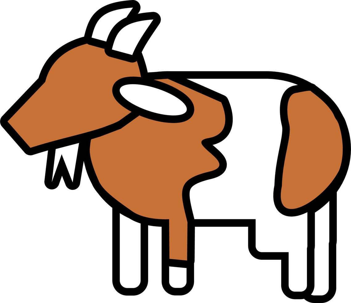 Goat flat line icon with white and chocolate design. Good for element design ui, presentation, banner, poster. vector