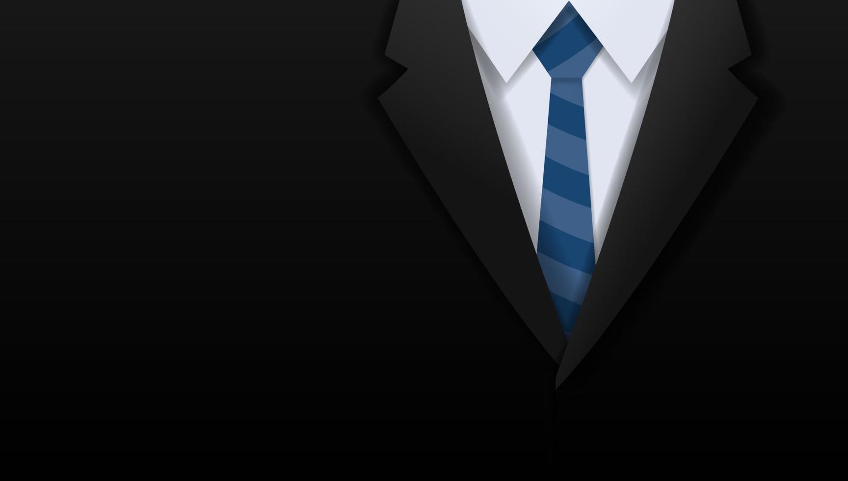 Closeup of businessman black suit and blue necktie with copy space, Paper art cut and craft style background vector