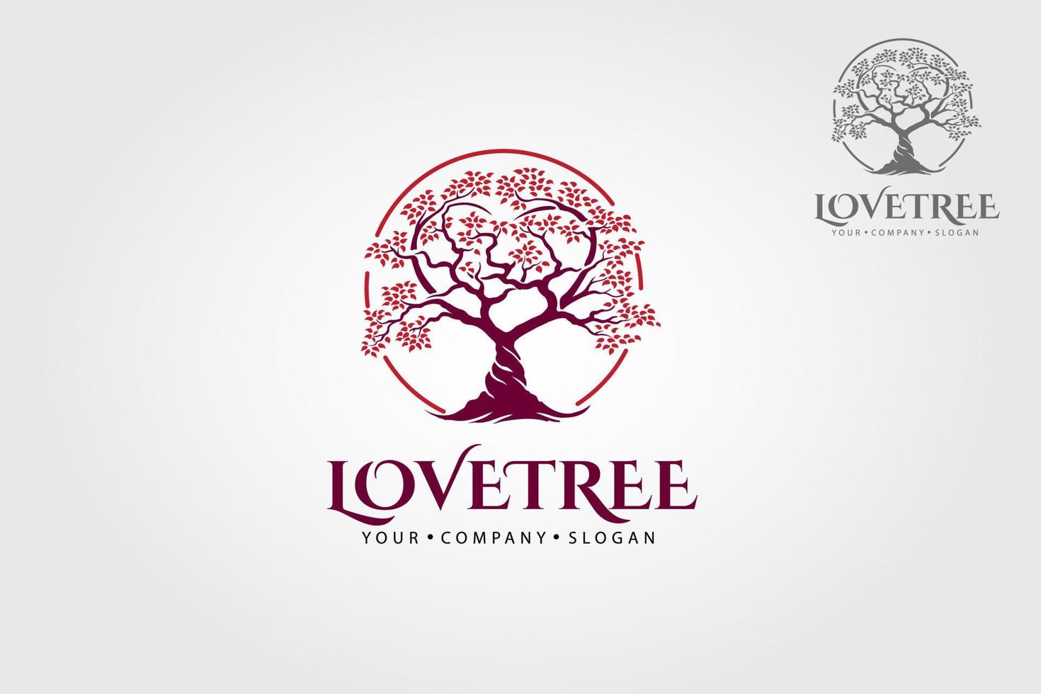 ilustración del logotipo del vector del árbol del amor. este logo simboliza protección, paz, tranquilidad, crecimiento y cuidado o preocupación por el desarrollo.