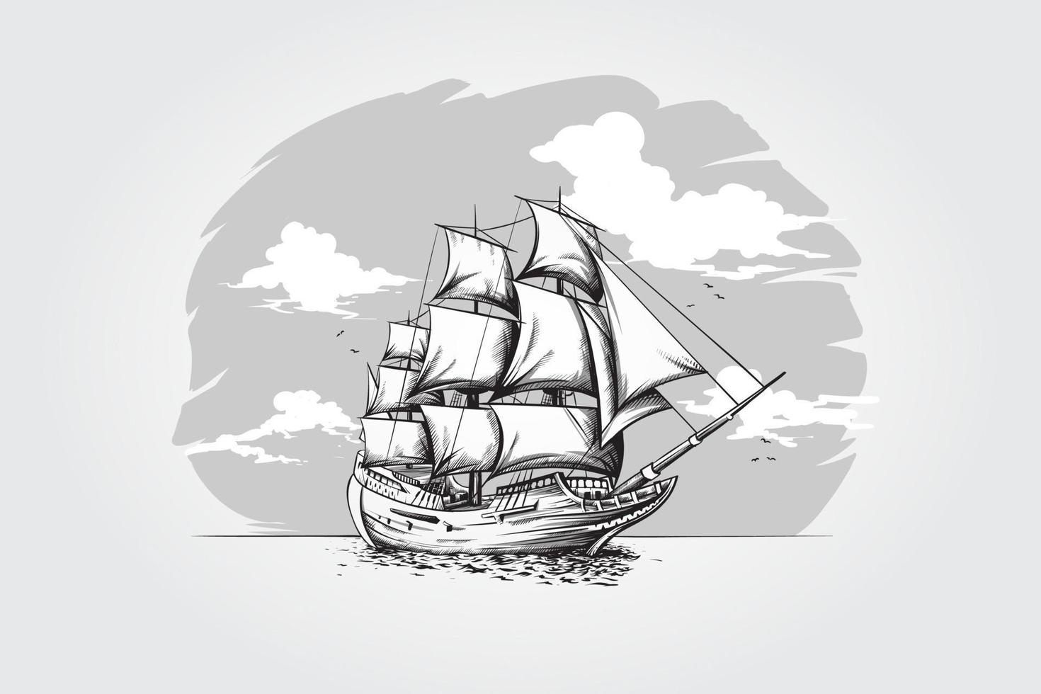 Sailing Ship Vector Illustration. The Illustration a great suitable for Sail application and activities.