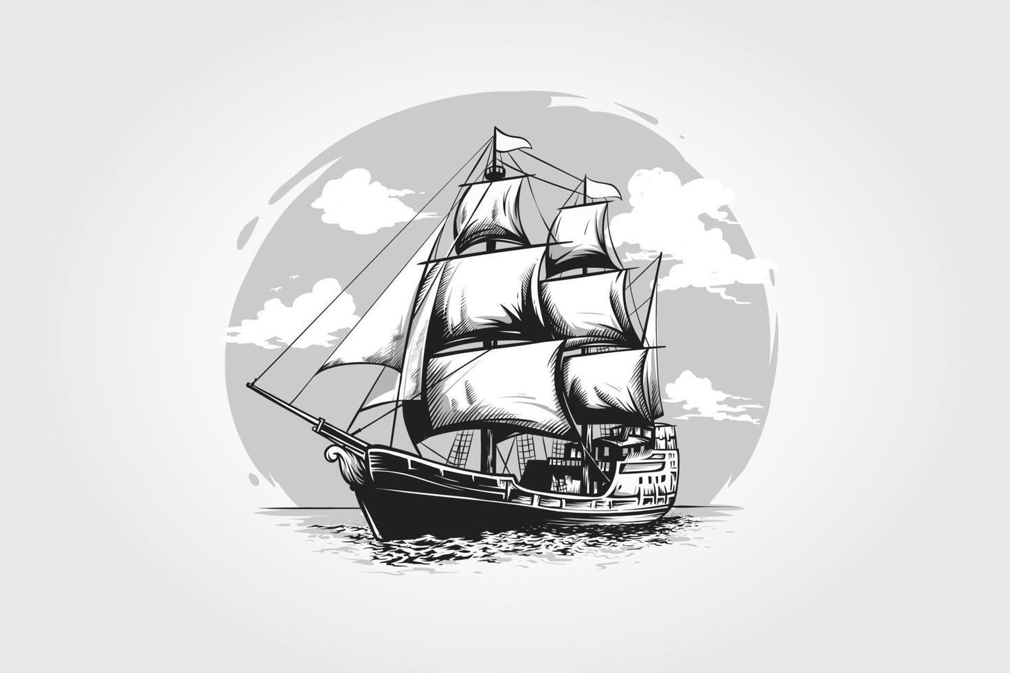 Sailing Ship Vector Illustration. The Illustration a great suitable for Sail application and activities.