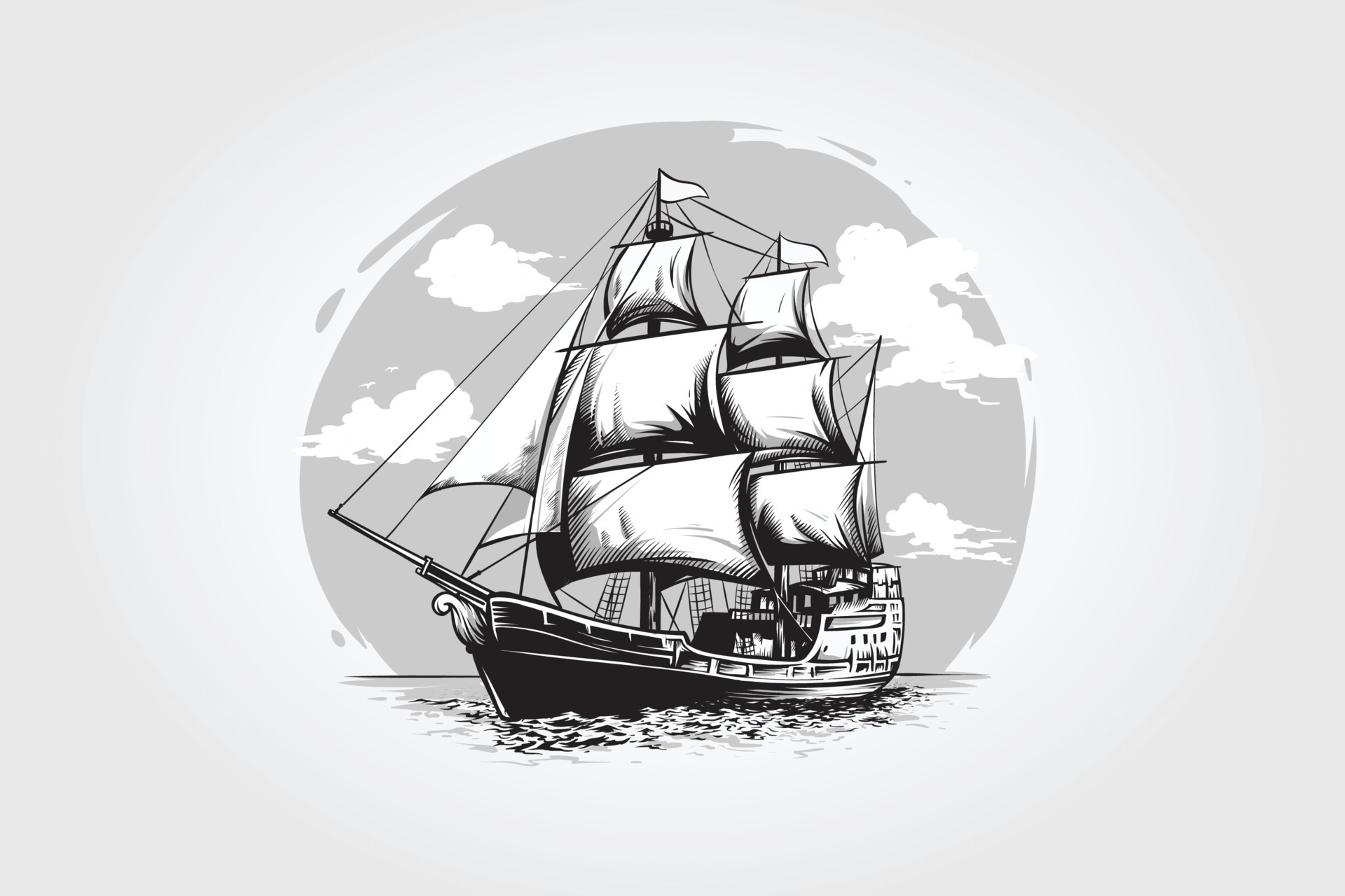 Sailing Ship Vector Illustration. The Illustration a great suitable for Sail application and