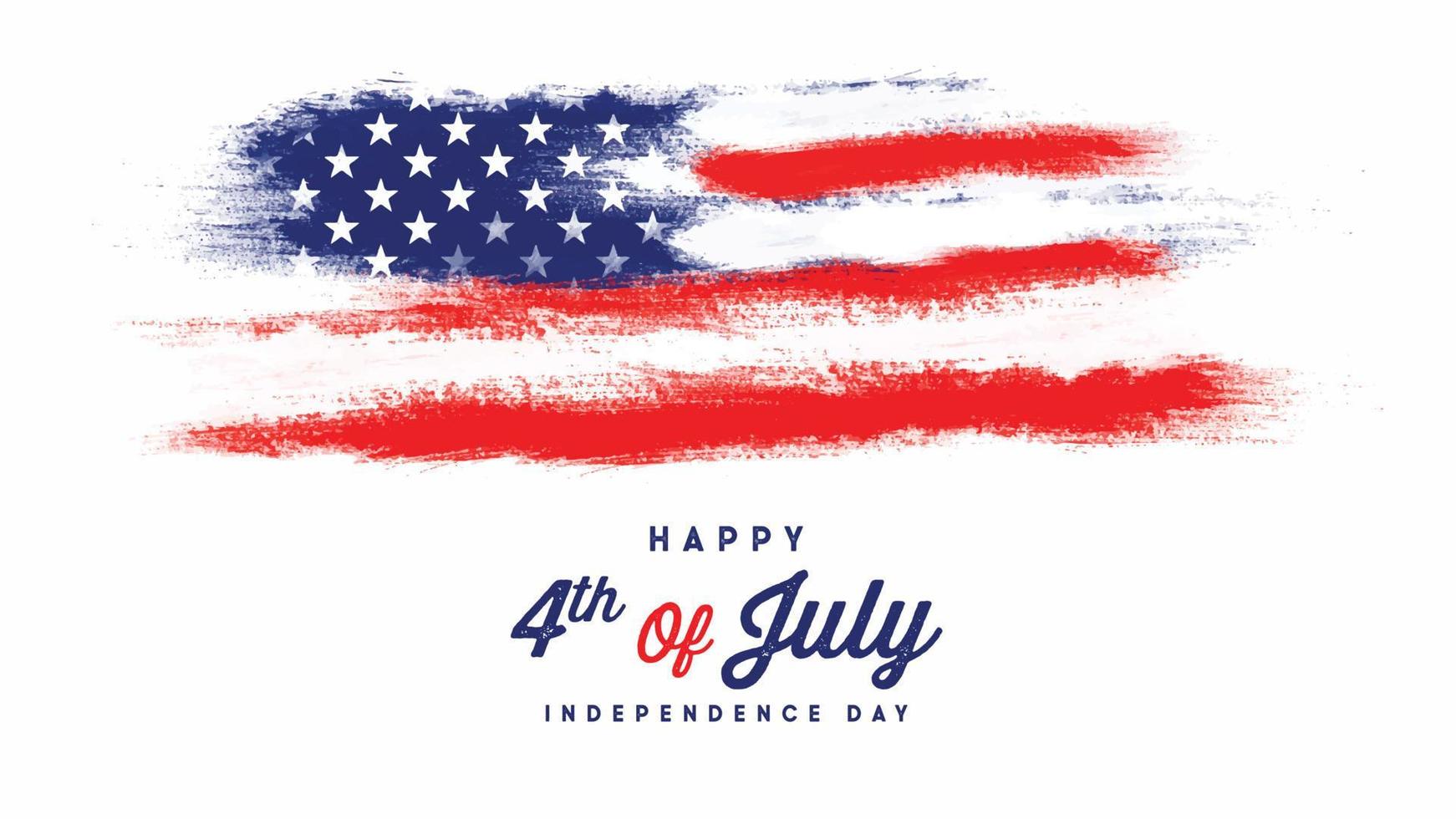 Happy 4th Of July USA Independence Day. Paint Brush Style Background. vector