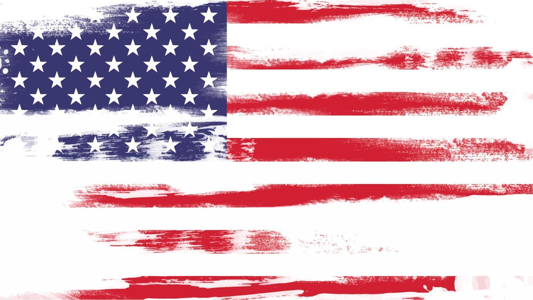 ilustración bandera americana ondulada para el fondo de trazo de pincel del día de la independencia. bandera americana en la ilustración de vector de fondo transparente.