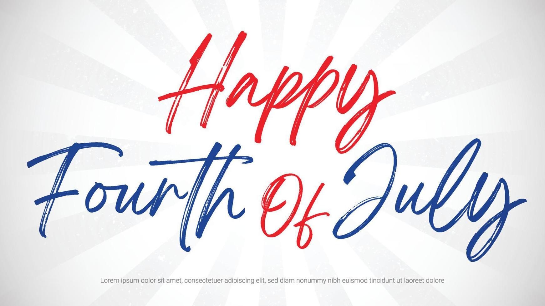 Calligraphic Fourth of July Vector Typography on white background