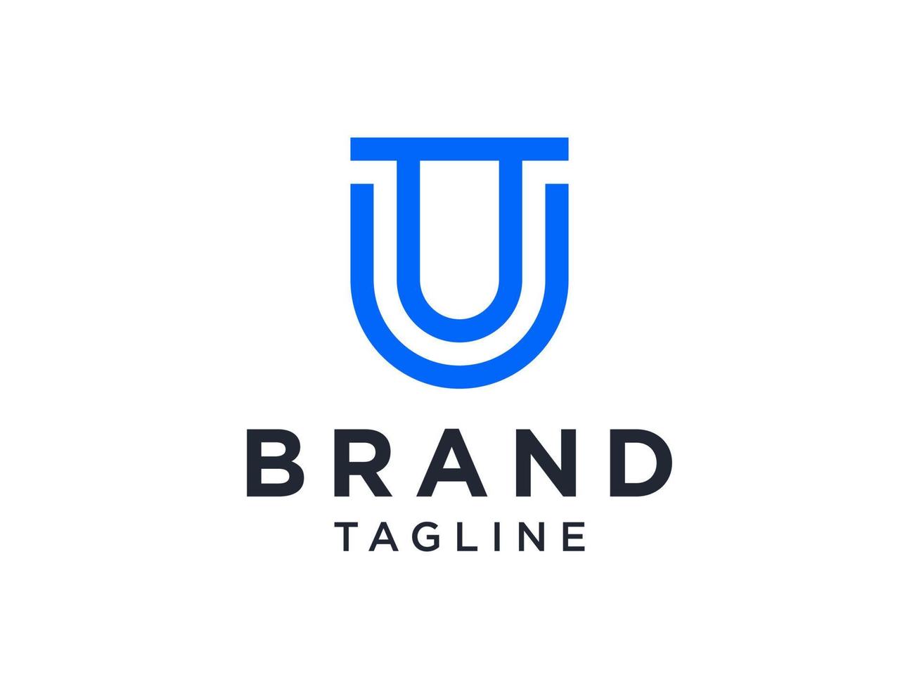 Initial Letter U Logo. Blue Geometric Shape Origami Style isolated on White Background. Usable for Business and Branding Logos. Flat Vector Logo Design Template Element.