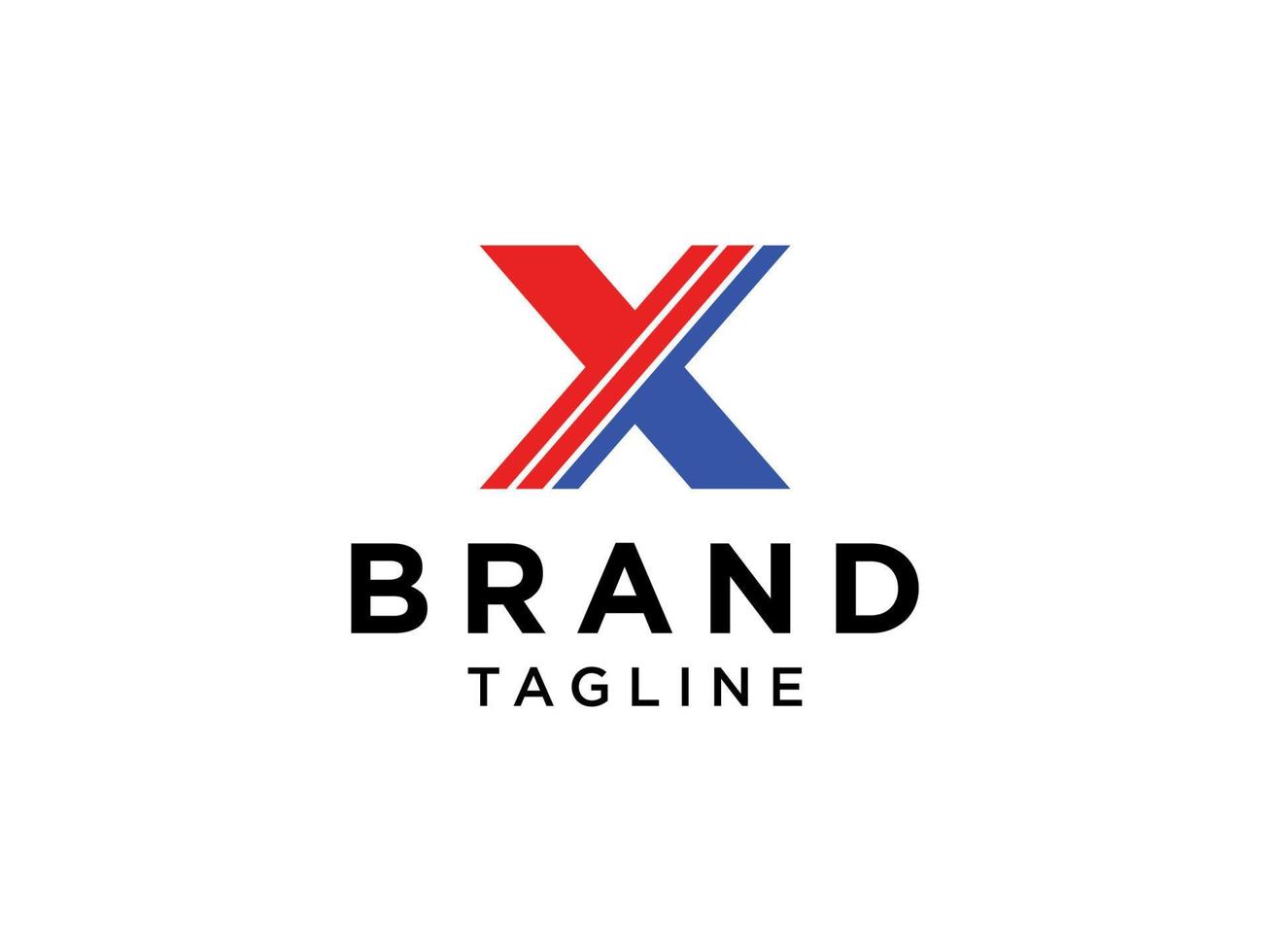 Abstract Initial Letter X Logo. Red Blue Geometric Arrow Pixel Dots Halftone Style. Usable for Business and Technology Logos. Flat Vector Logo Design Template Element.