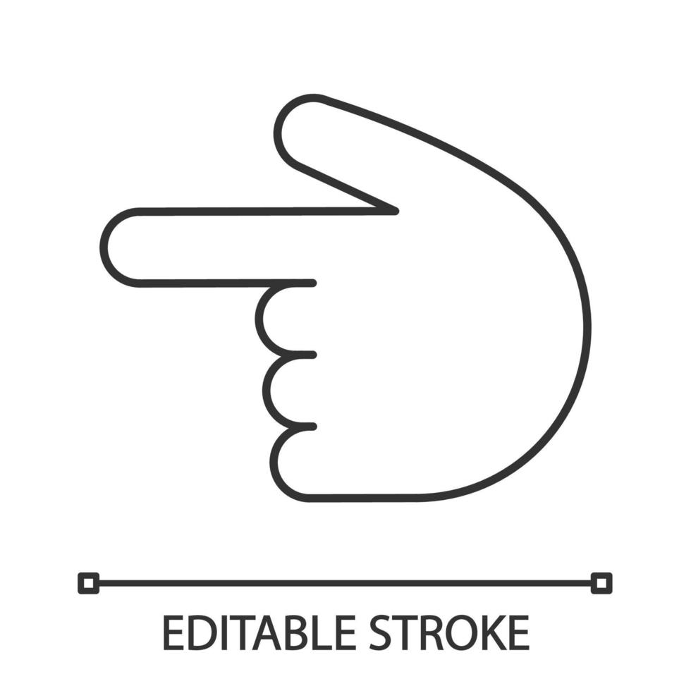 Backhand index pointing left linear icon. Thin line illustration. Turn left finger pointer. Hand gesture emoji. Contour symbol. Vector isolated outline drawing. Editable stroke