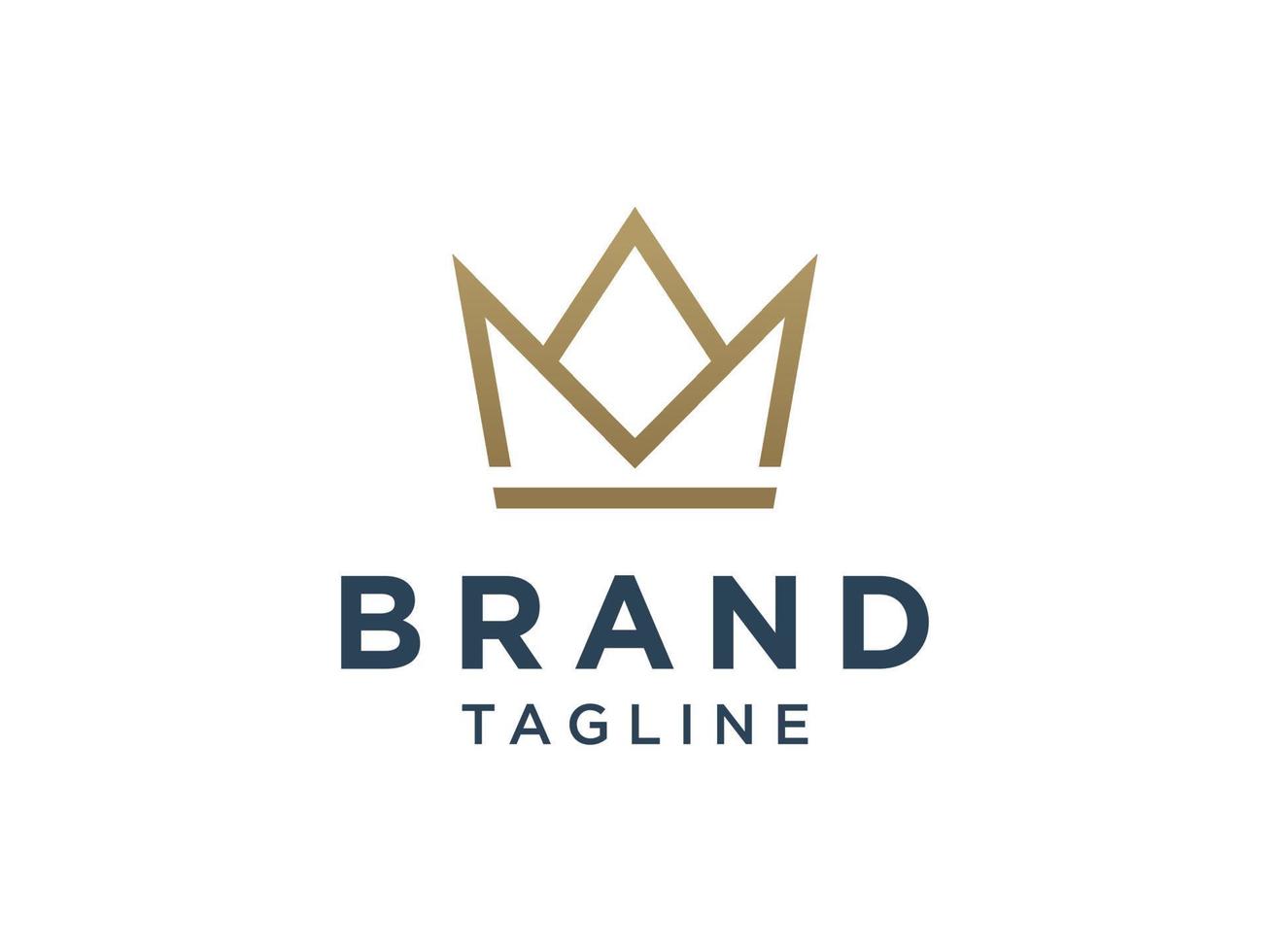 Royal Crown Logo. Gold Geometric Crown Line Icon isolated on White Background. Usable for Business and Branding Logos. Flat Vector Logo Design Template Element.