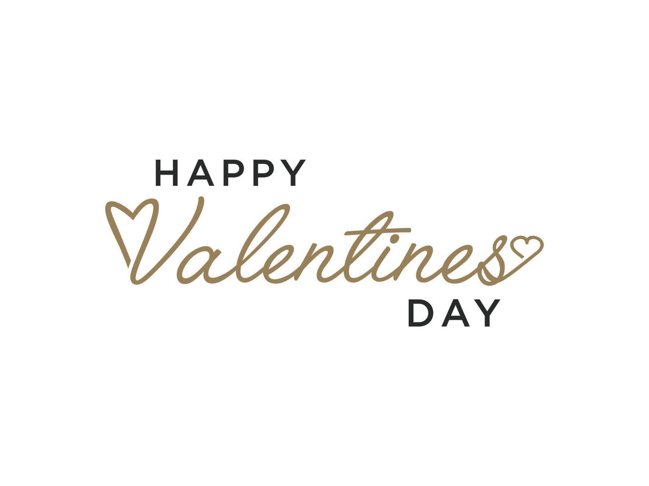 tarjeta de feliz día de san valentín. Letras de caligrafía manuscrita de texto dorado con adornos decorativos de formas de corazones aislados en fondo blanco. diseño vectorial plano para tarjetas de felicitación. vector