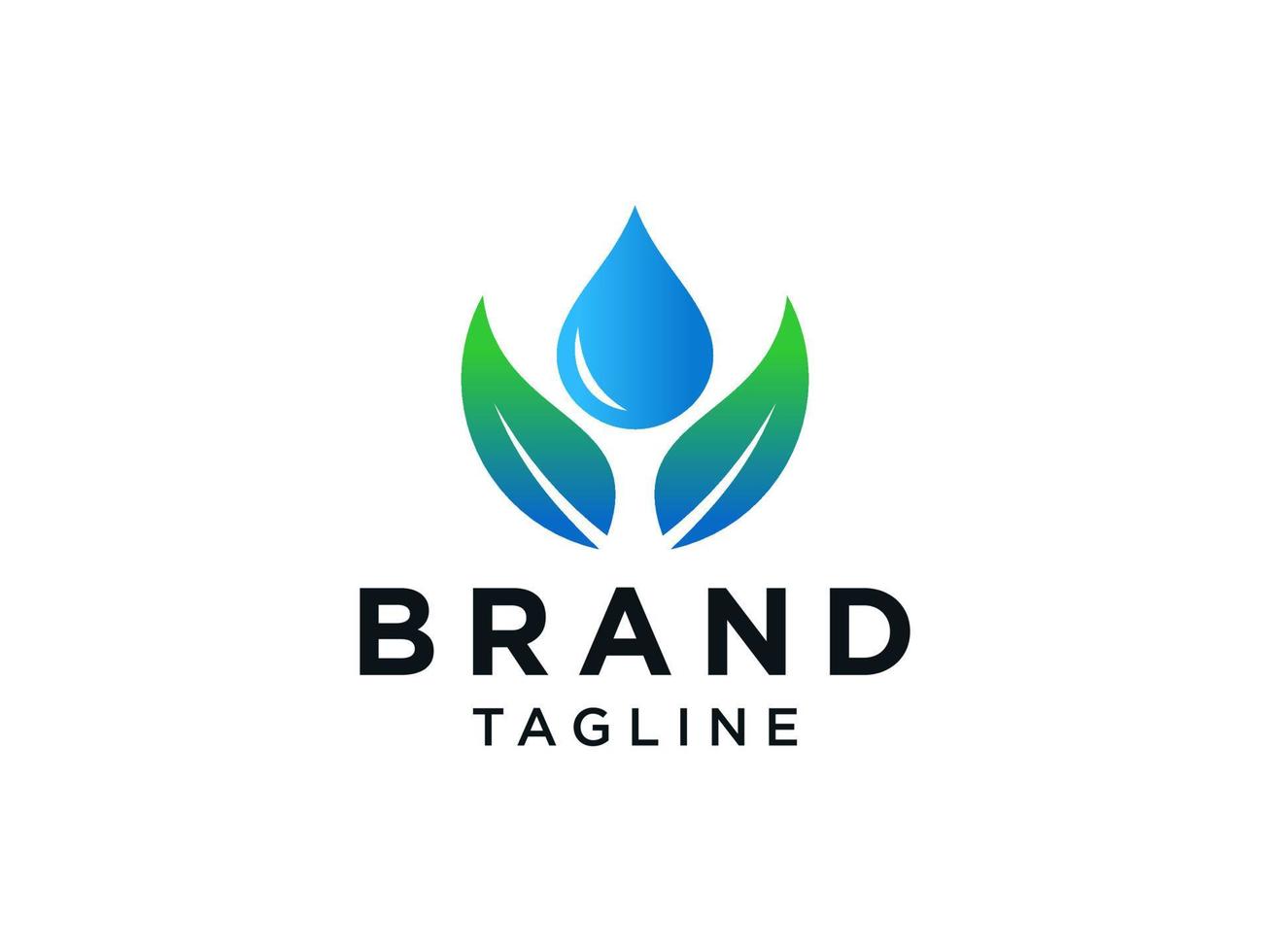 Abstract Natural Ecology Logo. Blue Water Drop and Circular Green Leaves Symbol Combination. Flat Vector Logo Design Template Element.