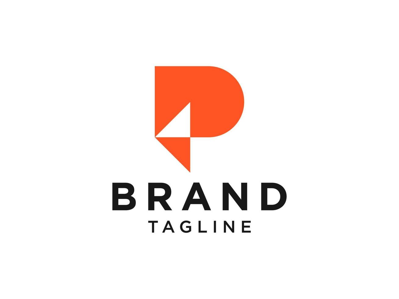 Modern Initial Letter P Logo. Orange Geometric Shape Origami Style isolated on White Background. Usable for Business and Branding Logos. Flat Vector Logo Design Template Element.