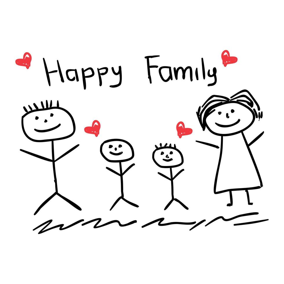 Family sticker design. Stickman message design. Good for sticker, comic and the other. Basic element graphic design vector