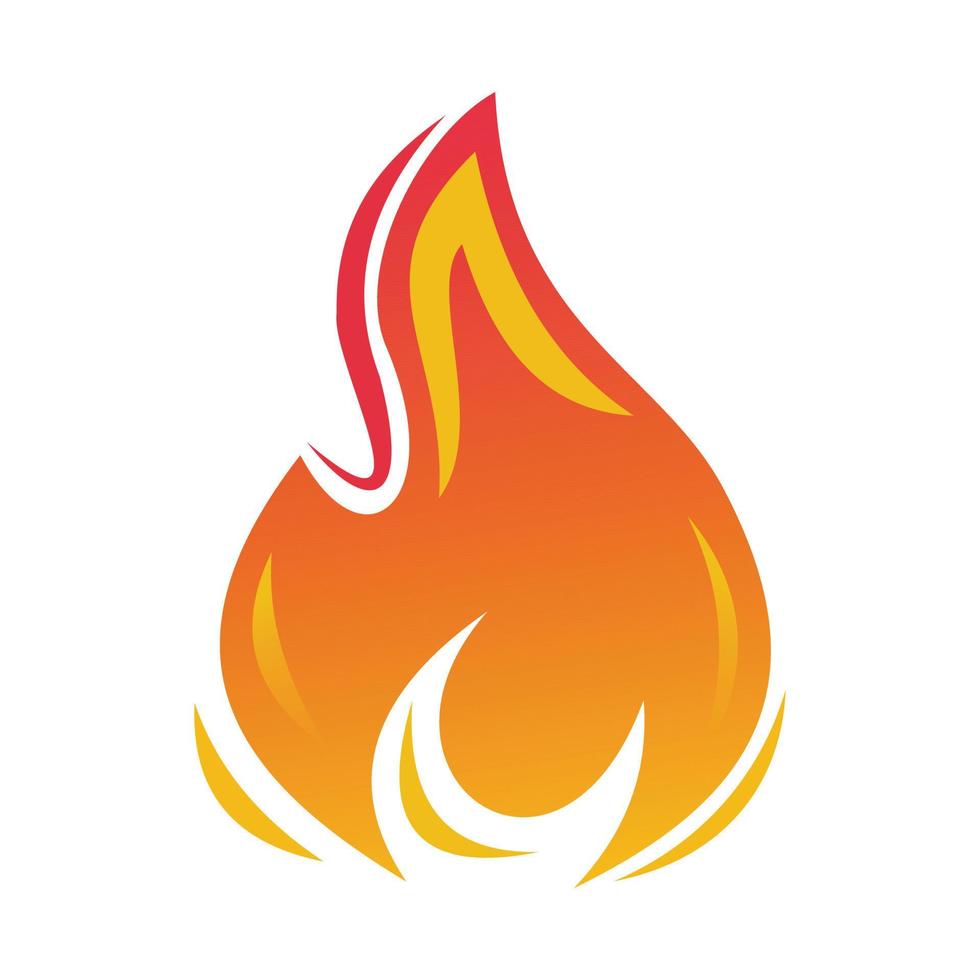 Fire, flame. Red fire in abstract style on white background. Flat fire. Modern art isolated graphics. Fire sign. Vector Illustration