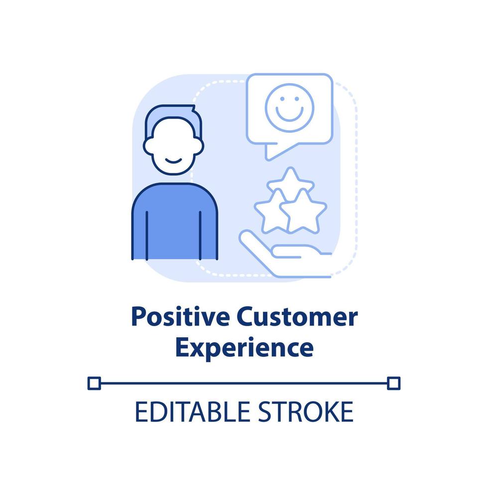 Positive customer experience light blue concept icon. Selling trend abstract idea thin line illustration. Build loyalty. Isolated outline drawing. Editable stroke. vector