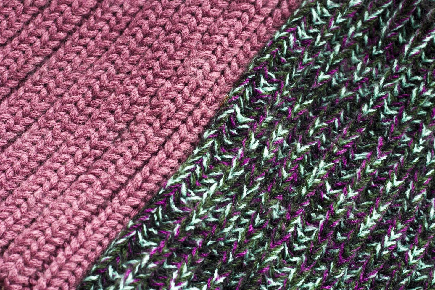 Close-up multicolor knitted textiles for background. Top view textures of different fabrics. Minimalistic concept photo