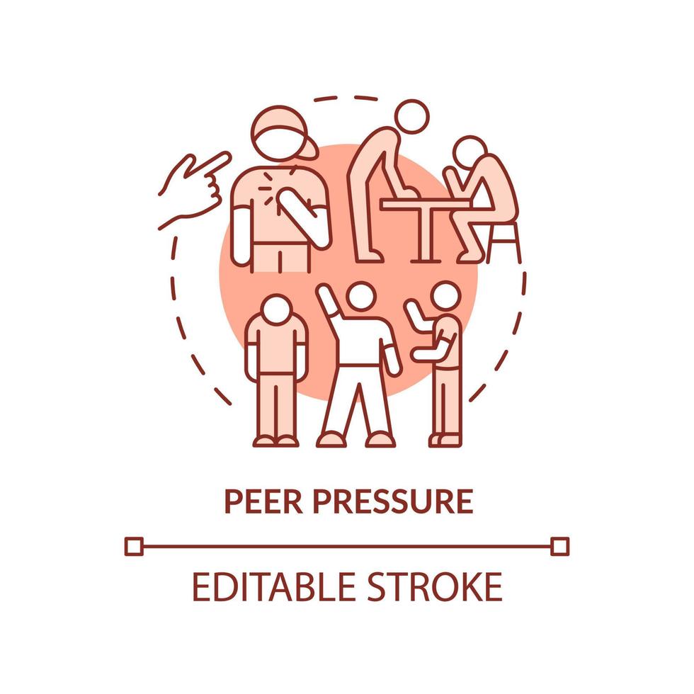 Peer pressure terracotta concept icon. Teenage life struggle abstract idea thin line illustration. Peer influence. Isolated outline drawing. Editable stroke. vector