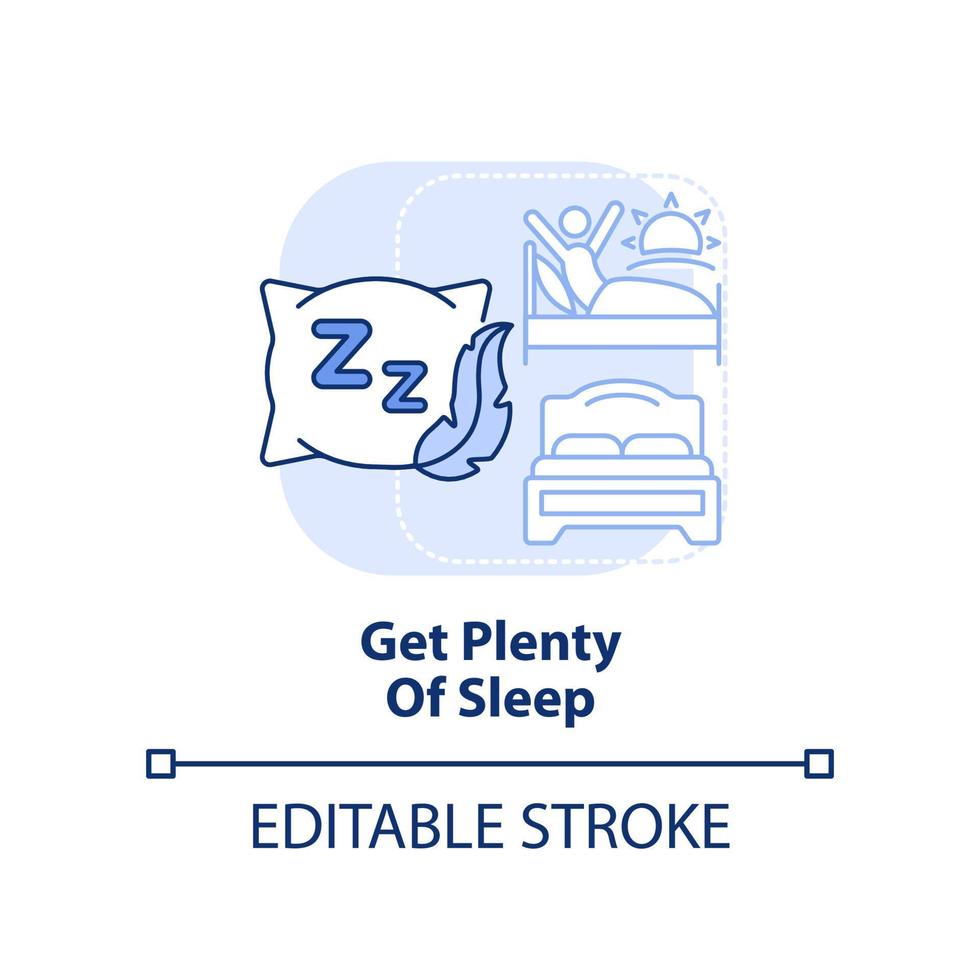 Get plenty of sleep light blue concept icon. Get rest to stay energized. Road trip abstract idea thin line illustration. Isolated outline drawing. Editable stroke. vector