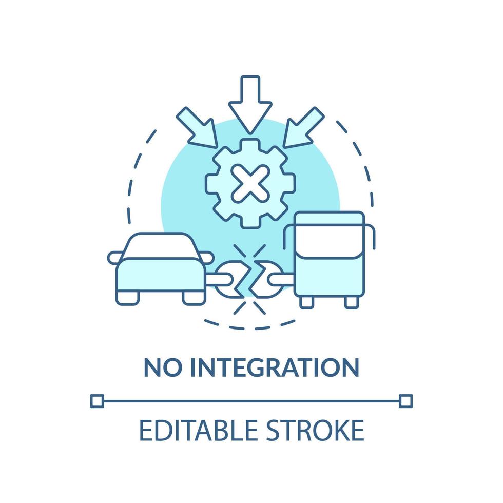 No integration turquoise concept icon. Separated services. Maas integration level abstract idea thin line illustration. Isolated outline drawing. Editable stroke. vector