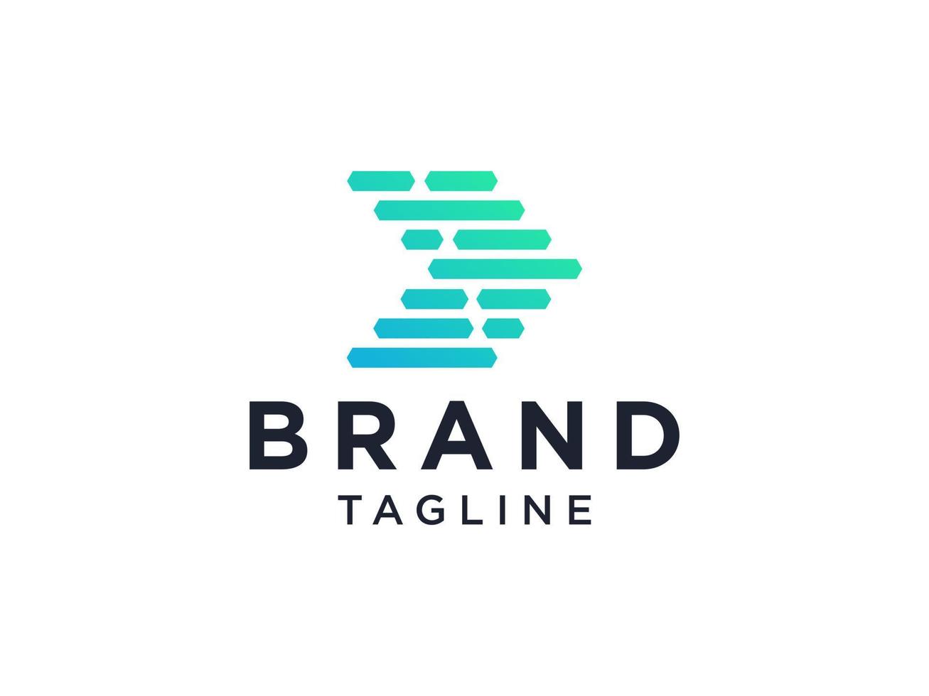 Right Arrow Logo. Blue Green Gradient Geometric Arrow Shape with Line isolated on White Background. Flat Vector Logo Design Template Element for Business and Technology Logos.
