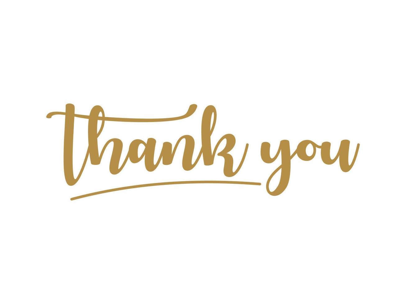 Thank You Card. Gold Text Handwritten Calligraphy Lettering with Square Line Frame Outside isolated On White Background. Flat Vector Illustration Design Template Element.