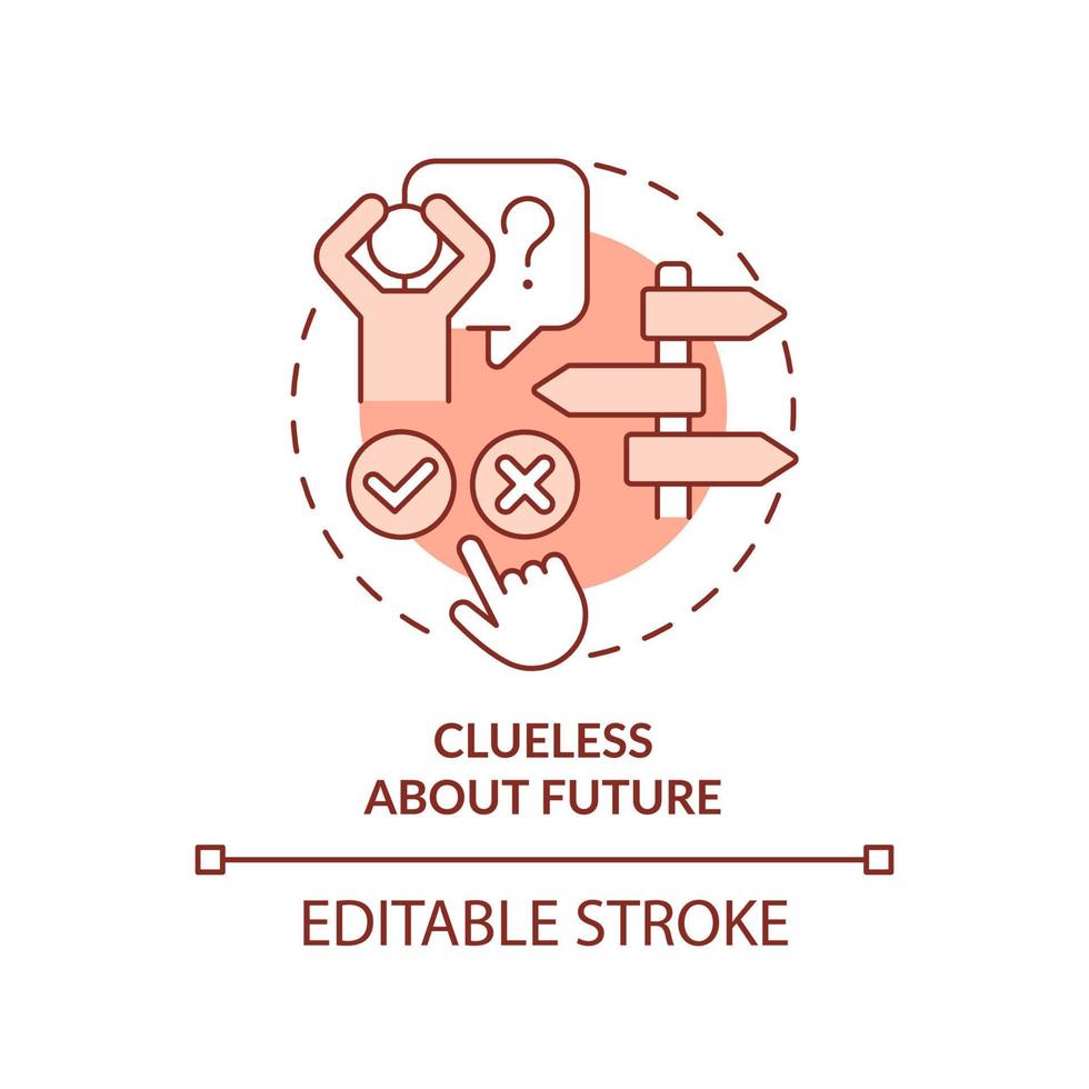 Clueless about future terracotta concept icon. Issue in adolescence abstract idea thin line illustration. Feeling stress. Isolated outline drawing. Editable stroke. vector