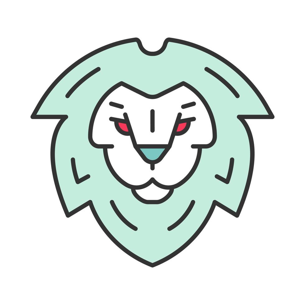 Lion head symbol color icon. Leo king. Lion shield logo. Element for the brand identity. Isolated vector illustration