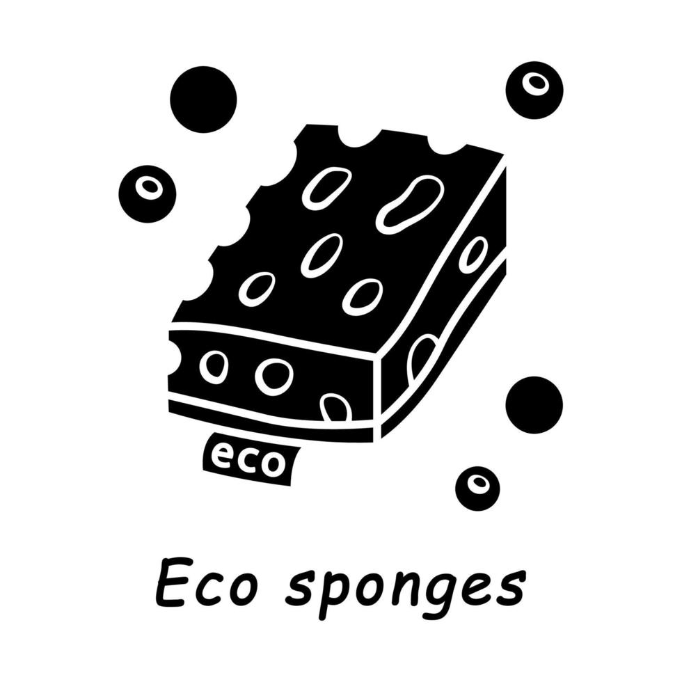 icono de glifo de esponjas ecológicas. utensilio de limpieza orgánico y natural. material ecológico y biodegradable. Esponja de cocina reutilizable para lavar platos. símbolo de la silueta. espacio negativo. ilustración vectorial aislada vector