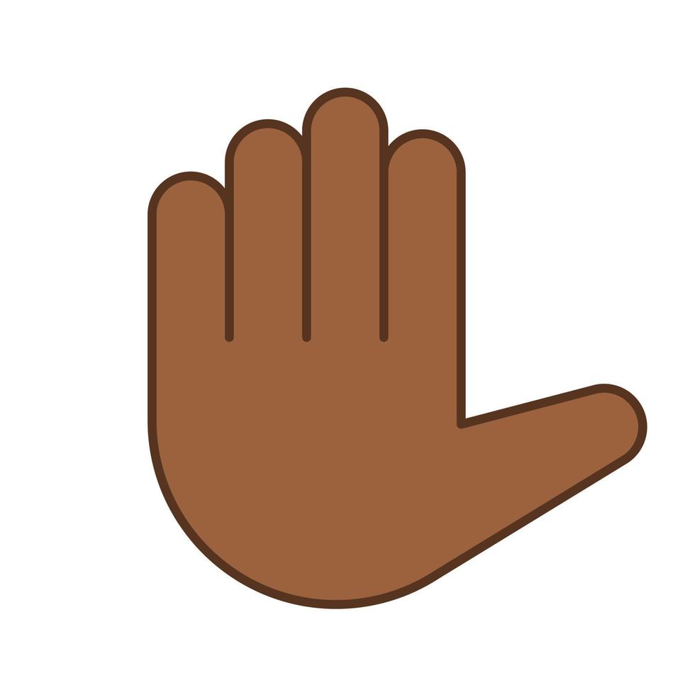 Raised hand emoji color icon. High five. Stop hand gesture. Palm. Counting five. Isolated vector illustration